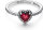 Pandora Ring Größe 48, Silber mit Funkelndem Rotem Herz, Ausgeprägtes Design