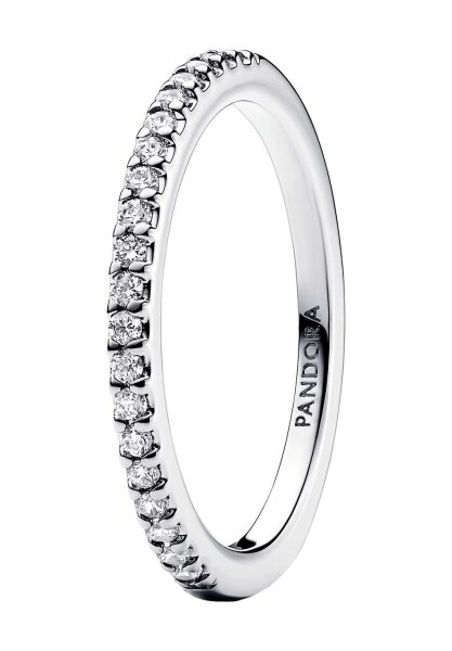 Pandora Ring Größe 58, Silber Bandring mit funkelnden Details, eleganter Schmuck für Damen