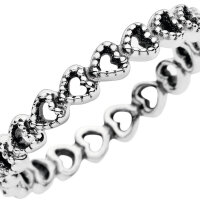 Pandora Ring Größe 50 Band Of Hearts Herzring aus Silber, filigranes Design, eleganter Schmuck