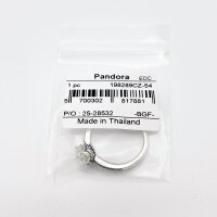 Pandora ring size 54, silver crown ring with clear sparkling stone, elegant design