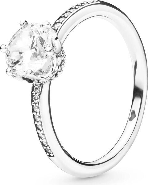 Pandora Kronenring Silber Größe 58, klar funkelnder Schmuckring, elegantes Design