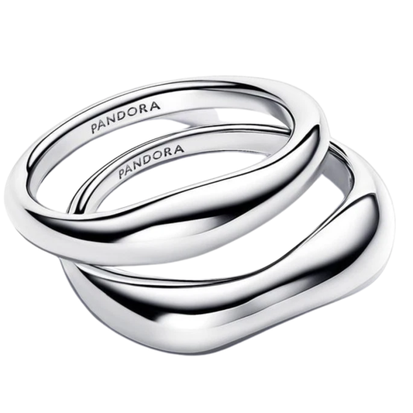 PANDORA ring, size 54, organically shaped, stackable, made of silver, elegant design