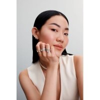 PANDORA Ring Size 60, Silver, Two sparkling rows of bow design, elegant jewelry