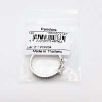 PANDORA Ring Size 60, Silver, Two sparkling rows of bow design, elegant jewelry