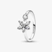 Pandora Open Ring Herbarium with Light Flower, Silver,...