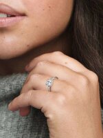 Pandora Ring Größe 52, Silberner Halo-Ring mit funkelndem quadratischem Design, Silber