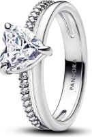 Pandora Doppelband Herz Ring Silber, Größe 54,...