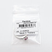 Pandora ring size 50, You and Me heart design, sparkling red stone, silver with pink accents