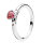 Pandora ring size 50, You and Me heart design, sparkling red stone, silver with pink accents