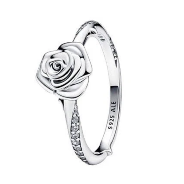 Pandora ring size 50, blooming rose, 925 silver, delicate design, elegant jewelry