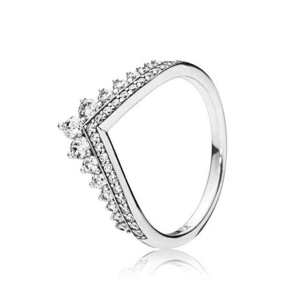 Pandora Prinzessin Wishbone Ring Silber Größe 54, eleganter Damenring, filigranes Design