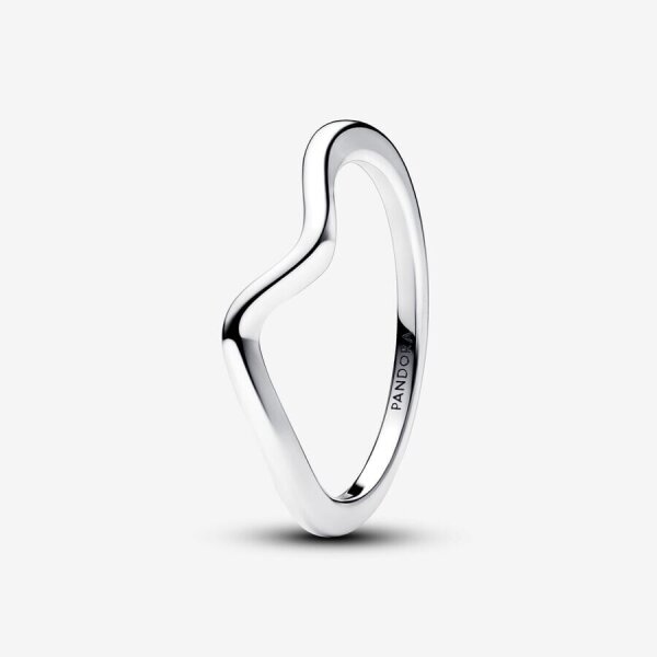 Pandora Ring Größe 50, polierter Wellenring aus Silber, elegantes Design