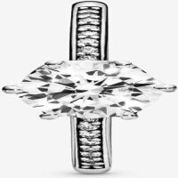 Pandora Ring Größe 52, Silber, Klar funkelnde Krone, eleganter Schmuck, verstellbar