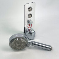 DauerShower recirculating shower system installation kit for motorhomes, chrome, space-saving, durable, easy installation