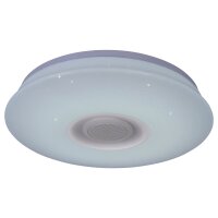 Toronto LED ceiling light with Bluetooth speaker, crystal effect, 2161 lumens, 19.3W, dimmable
