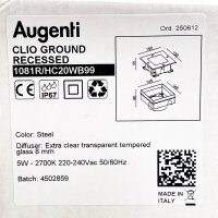 Augenti Clio Bodeneinbauleuchte, Stahlblende, 8mm gehärtetes Glas, Edelstahl, 5W, 2700K, 220-240Vac, 50/60Hz