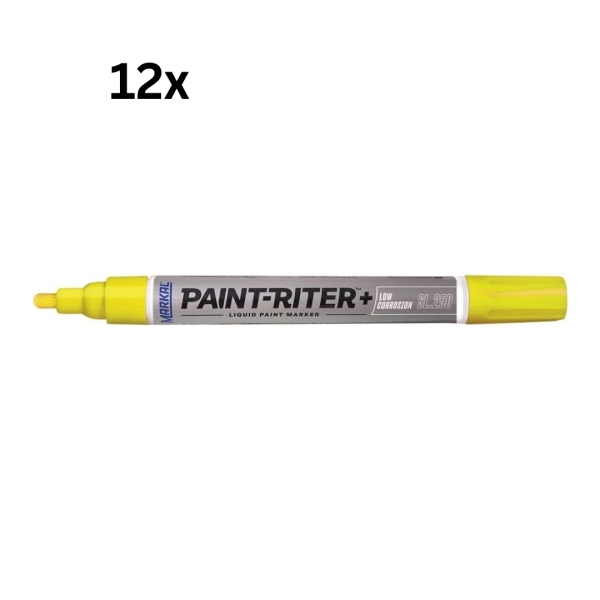 Markal SL 250 Edelstahl-Lackmarker, gelb, 12 Stück, Strichstärke 2-4 mm