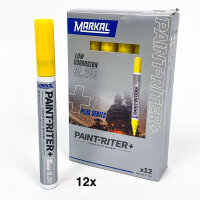 Markal SL 250 Edelstahl-Lackmarker, gelb, 12 Stück, Strichstärke 2-4 mm