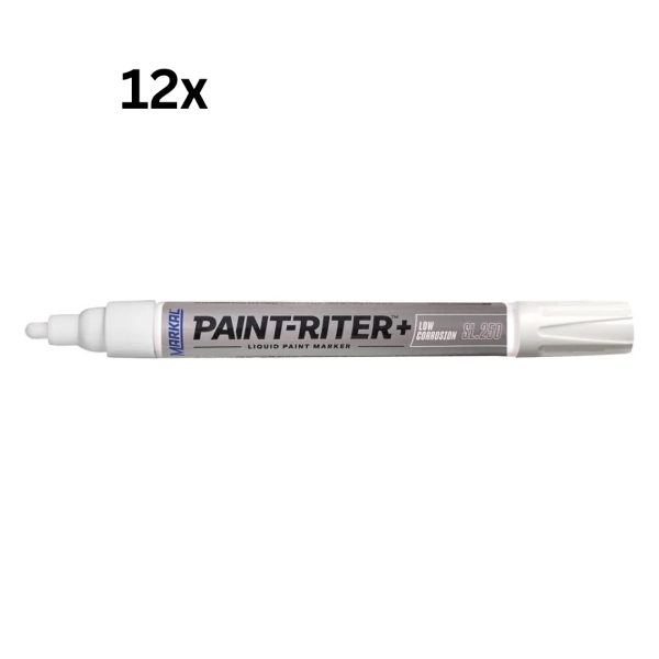 Markal SL 250 Edelstahl-Lackmarker, weiß, 12 Stück, Strichstärke 2-4 mm
