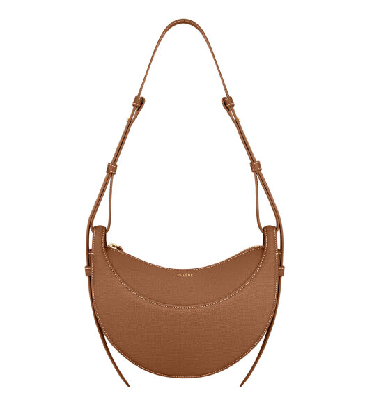 Polène Numéro Dix Edition Damen Handtasche aus genarbtem Leder, 24x20x7,5 cm, Camel