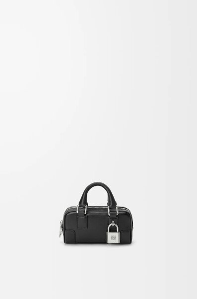 LOEWE Amazona Nano bag, glossy calfskin leather, black, compact dimensions 5.5 x 11.5 x 3.5 cm, used