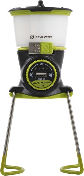 GoalZero Mini LED Leuchtturm Reiselaterne, Schwarz/Grün, 210 Lumen, 180° und 360° Lichtoptionen
