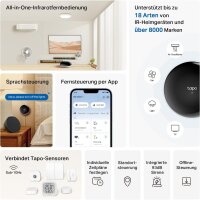 Tapo H110 IR-Fernbedienung mit Hub, kompatibel mit 18 Gerätetypen, 8000+ Marken, Alexa/Siri, Matter, Timer, Schwarz