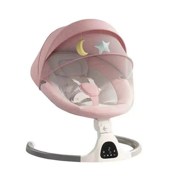 Yazoco D008-UP Elektrischer Baby-Schaukelstuhl Pink, Komfortliege, 0-3 Jahre, Luxus Babybett mit Schaukelfunktion
