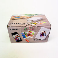 Canon SELPHY QX20 mobile photo printer, Wi-Fi, dye-sublimation printing, 2 sticker paper sizes, USB-C charging, white, without ribbon/paper
