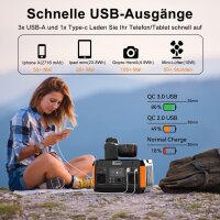FLASHFISH P60 Powerstation 520Wh, Solar Generator mit 230V/560W Steckdose, 5x DC, 4x USB Ausgänge, Notstrom für Camping & Party