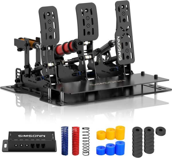 SIMSONN Plus X P3-H3-Plate Hydraulik Sim Racing Pedale PC mit VAM Vibrationsmotor und haptischer Unterstützung, schwarz