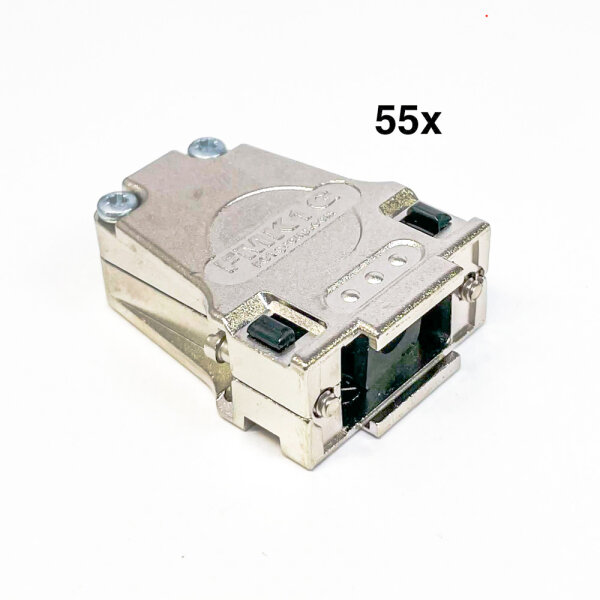 Molex FMK 1 G D-Sub housing, straight, 9-pin, strain relief, silver, size E, die-cast zinc, 55 pieces