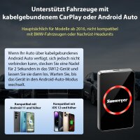 Sunweyer SW12 Pro Wireless CarPlay Adapter Android Streaming Box mit Netflix, YouTube, Hulu, App-Installation, Dual WiFi, HDMI, LED-Ambientebeleuchtung