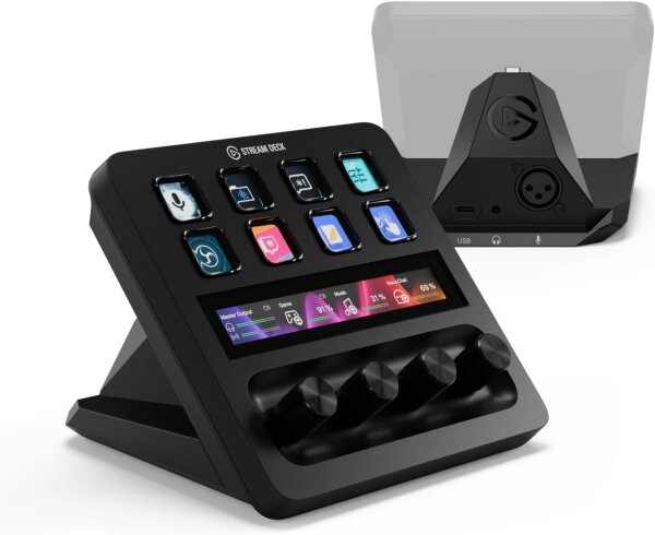 Elgato Stream Deck + XLR Audiomixer & Controller mit USB-C, XLR-Mikrofonanschluss, 20 Hz–20 kHz, 48 V Phantomspeisung, für Podcasting und Streaming, PC/Mac kompatibel