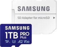 Samsung Pro Plus MB-MD1T0SA/EU microSD-Karte 1 TB UHS-I, Full HD & 4K UHD, 180 MB/s Lesen, 130 MB/s Schreiben, inkl. SD-Adapter