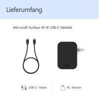 Microsoft Surface 45W USB-C Wall Charger, 5V 2.36A, Wired, Fast Charging