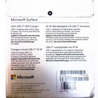 Microsoft Surface 45W USB-C Wall Charger, 5V 2.36A, Wired, Fast Charging