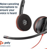 Plantronics Blackwire C3220 On-Ear Headset with USB-C & 3.5mm jack, noise cancellation, Soundguard, flexible microphone, black-red
