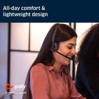 Plantronics Blackwire C3220 On-Ear Headset with USB-C & 3.5mm jack, noise cancellation, Soundguard, flexible microphone, black-red