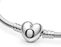 Pandora Icons Armband 19 cm Silber mit Herzverschluss und Schlangenkette, Klettverschluss