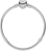 Pandora Icons Armband 19 cm Silber mit Herzverschluss und Schlangenkette, Klettverschluss