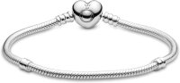 Pandora Icons Armband 19 cm Silber mit Herzverschluss und Schlangenkette, Klettverschluss