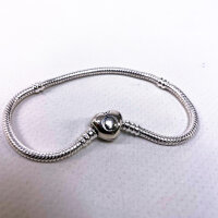 Pandora Icons Armband 19 cm Silber mit Herzverschluss und Schlangenkette, Klettverschluss