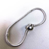 Pandora Icons Armband 19 cm Silber mit Herzverschluss und Schlangenkette, Klettverschluss