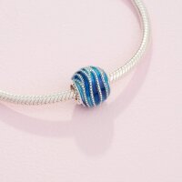 PANDORA Colours Charm aus blauem Murano-Glas, wellenförmig, Silber mit Federringverschluss