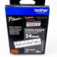 Brother P-touch TZe-S251 Schriftbandkassette 24 mm schwarz auf weiß, 8 m, langlebiges PRO TAPE
