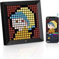 Divoom Pixoo 7,18" Digitaler Bilderrahmen 16x16 RGB-LED Pixel Art Kalenderuhr Bluetooth Smart-Uhr mit Social-Media-Benachrichtigung