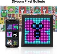 Divoom Pixoo 7,18" Digitaler Bilderrahmen 16x16 RGB-LED Pixel Art Kalenderuhr Bluetooth Smart-Uhr mit Social-Media-Benachrichtigung