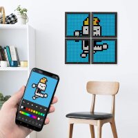 Divoom Pixoo 7,18" Digitaler Bilderrahmen 16x16 RGB-LED Pixel Art Kalenderuhr Bluetooth Smart-Uhr mit Social-Media-Benachrichtigung