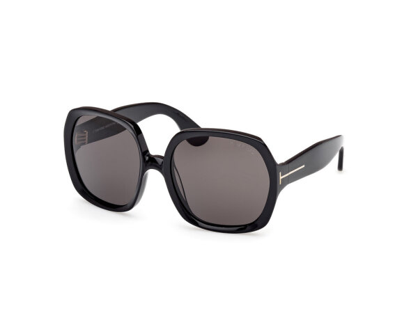 FORD FT1227S 01A Sonnenbrille, schwarzer Rahmen, dunkle Gläser, Glasbreite 60 mm, Stegbreite 19 mm, Bügellänge 135 mm